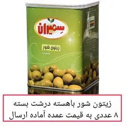 زیتون سمیران شور با هسته درشت بسته 8عددی به قیمت عمده محصولات زیتون سمیران پخش یاس تهران