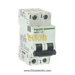 کلید مينياتوری دو پل 2 آمپر 10kA اشنایدر موتوری DC