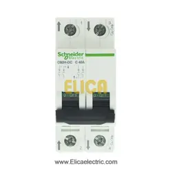کلید مينياتوری دو پل 40 آمپر 10kA اشنایدر موتوری DC