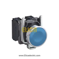 پوش باتن اشنایدر فلزی آبی 1NO بدون LED داخلی