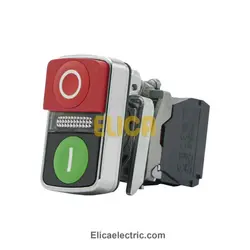 استارت استوپ دوبل فلزی چراغ دار 1NO+1NC ولتاژ 24VAC/DC اشنایدر الکتریک