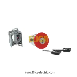 امرجنسی کله قارچی فلزی کلیددار با یک کنتاکت NC اشنایدر الکتریک