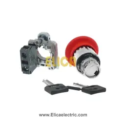 امرجنسی کله قارچی فلزی کلیددار با یک کنتاکت NC اشنایدر الکتریک