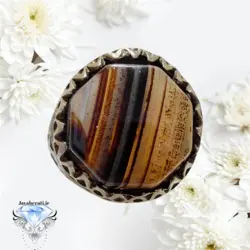 انگشتر عقیق سلیمانی شن دار هشت وجهی ارزشمند