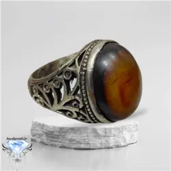 انگشتر عقیق مصور شن دار طبیعی