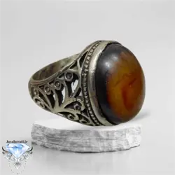 انگشتر عقیق مصور شن دار طبیعی