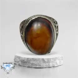 انگشتر عقیق مصور شن دار طبیعی