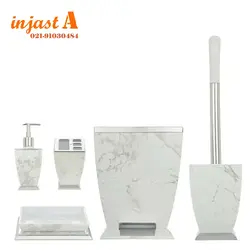 ست سرویس بهداشتی 5پارچه هارمونی مدل آوا طرح سنگ سفید کروم