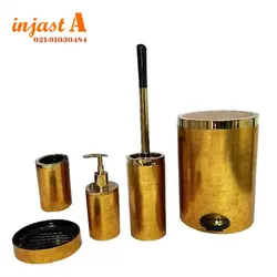 ست سرویس بهداشتی 5پارچه هارمونی مدل روشا آنتیک تمام طلایی