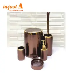 ست سرویس بهداشتی 5پارچه هارمونی مدل روشا متالیک قهوه ای طلایی