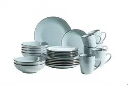 سرویس غذاخوری سرامیک 24 پارچه 6 نفره ماسر اتریش Mäser Metallic Rim Kombiservice (24-tlg.) blau