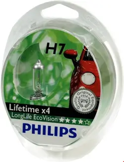 لامپ هالوژن چراغ خودرو فیلیپس هلند Philips LongLife EcoVision H7 12972LLECOS2