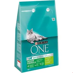 غذا خشک گربه غلات کامل پورینا آلمان Purina ONE Indoor Formula Reich an Truthahn - Vollkorn-Getreide Reich an Truthahn & Vollkorn-Getreide 3kg