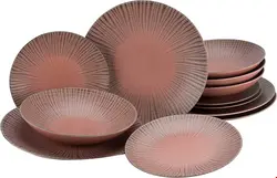 سرویس غذاخوری سرامیک 12 پارچه 4 نفره کراتیبل CreaTable Tafelservice Vesuvio Coral Red (12-tlg.)