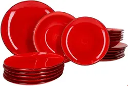 سرویس غذاخوری سفالی کریسمس 18 پارچه 6 نفره مامبوکت MamboCat Teller-Set rot (18-tlg.)