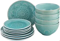 سرویس غذاخوری سرامیک 12 پارچه 4 نفره باتلرز سوماترا  Butlers Geschirr-Set Sumatra (12-tlg.) Turquoise