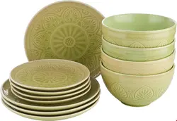 سرویس غذاخوری سرامیک 12 پارچه 4 نفره باتلرز سوماترا Butlers Geschirr-Set Sumatra (12-tlg.) Light Green