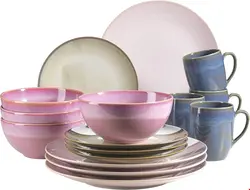 سرویس غذاخوری سرامیک 16 پارچه 4 نفره ماسر اتریش Mäser Kombiservice Ossia Basic (16-tlg.) Rosa / Blue Moon / Pink / Hellblau