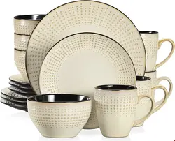 سرویس غذاخوری سرامیک 32 پارچه 4 نفره وانکاسو گوتو Vancasso GUTO Dinner Service Stoneware 32-Piece Dinner Set with 4 Dinner Plates