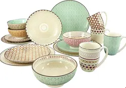 سرویس غذاخوری ماندالا سرامیک 16 پارچه 4 نفره کراتیبل CreaTable Kombiservice Steinzeug 16-teilig Mandala bunt