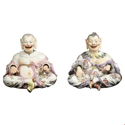 مجسمه دست ساز دکوری چینی آنتیک قدیمی مایسن آلمان Paar Pagodenfiguren aus Meissener Porzellan im Chinoiserie Stil des 19 Jahrhunderts