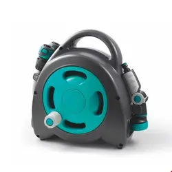 قرقره شیلنگ جمع کن زمینی و شیلنگ 10 متری جی اف G.F. Minischlauchbox Komplettset aquamarin