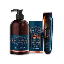 ماشین اصلاح شامپو و روغن ریش ژیلت آمریکا  Gillette King C. Gillette Barttrimmer Set