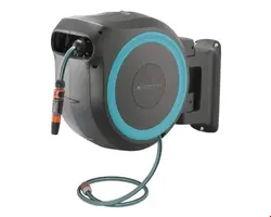 قرقره شیلنگ جمع کن دیواری و شیلنگ 35 متری گاردنا آلمان Gardena Wand-Schlauchbox XL roll-up automatic türkis (18630-20)