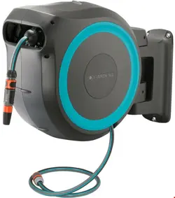 قرقره شیلنگ جمع کن دیواری و شیلنگ 35 متری گاردنا آلمان Gardena Wand-Schlauchbox RollUp XL 35 m türkis (18630-34)