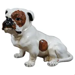 مجسمه دکوری سگ آنتیک قدیمی Englische Bulldogge Chalkware Skulptur  Skulptur Statue in Lebensgröße Marwal 1960er Jahre