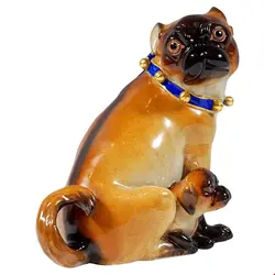 مجسمه دست ساز دکوری چینی آنتیک قدیمی Meissen Dog Group Pug with Puppy and Bells by J J Kaendler Germany circa 1850