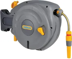 قرقره شیلنگ جمع کن اتوماتیک دیواری و شیلنگ 10 متری حوزلاک Hozelock Mini Auto Reel 10m (2485)