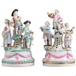 مجسمه دکوری چینی آنتیک قدیمی Meissen Porcelain Revelry Groups