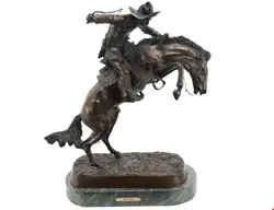 مجسمه برنزی دکوری آنتیک قدیمی Bronco Buster Bronze Sculpture After Frederic Remington