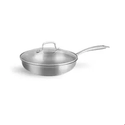 ماهیتابه 24 سانتی متری با درب شیشه ای اسپرینگلن آلمان Springlane Edelstahl Bratpfanne 24cm mit Glasdeckel