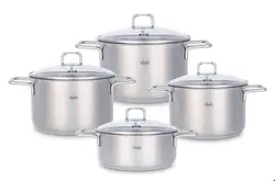 سرویس قابلمه 4 پارچه فیسلر آلمان Fissler Hamburg pot set 4 pcs with glass lid