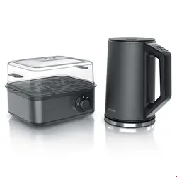 کتری برقی و تخم مرغ پز آرندو آلمان Arendo Küchenorganizer-Set- Frühstücks-Set 2-teilig in grau Wasserkocher - Eierkocher