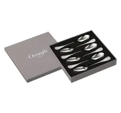 سرویس قاشق قهوه خوری 6 تکه با روکش نقره کریستوفل فرانسه CHRISTOFLE 6-Piece Silver Plated Coffee Spoon Set