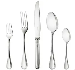 سرویس قاشق چنگال 5 پارچه کریستوفل فرانسه  CHRISTOFLE MALMAISON  5-Piece Silver-Plated Flatware Set