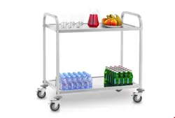 ترولی رستورانی حمل غذا 2 طبقه رویال کترینگ آلمان Royal Catering Servierwagen Edelstahl 2 Borde bis 160kg 2 Bremsen (RCSW 3E)