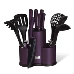 ست چاقو آشپزخانه 12 پارچه با کفیر ملاقه برلینگر هاوس مجارستان  BERLINGER HAUS 12-PIECE KNIFE / KITCHEN UTENSILS SET BH/6258 PURPLE ECLIPSE COLLECTION