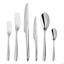 سرویس قاشق چنگال 24 پارچه با روکش نقره کریستوفل فرانسه  CHRISTOFLE L'AME DE 24-Piece Stainless Steel Flatware Set with Free Chest