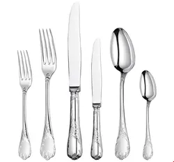 سرویس قاشق چنگال 36 پارچه با روکش نقره کریستوفل فرانسه CHRISTOFLE 36-Piece Sterling Silver Flatware Set with Free Chest