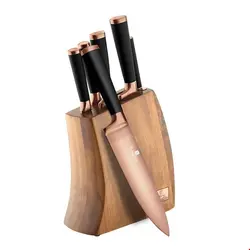 ست چاقو آشپزخانه پایه بامبو برلینگر هاوس مجارستان  BERLINGER HAUS KNIFE SET / BAMBOO STAND BH/2479 BLACK ROSE COLLECTION