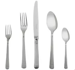 سرویس قاشق چنگال 75 پارچه با روکش نقره کریستوفل فرانسه CHRISTOFLE 75-Piece Stainless Steel Flatware Set with Ambassadeur chest