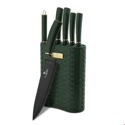 ست چاقو آشپزخانه 7 پارچه برلینگر هاوس مجارستان BERLINGER HAUS 7-PIECE KNIFE SET / STAND BH-2525 EMERALD