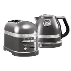 ست کتری برقی و توستر اتومات کیچن اید آمریکا KitchenAid ARTISAN FRÜHSTÜCKSSET-TOASTER FÜR 2 SCHEIBEN/Medaillon-Silber