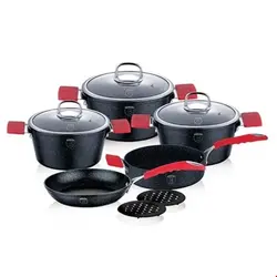 سرویس قابلمه ماهیتابه زیر لیوانی 10 پارچه برلینگر هاوس مجارستان BerlingerHaus 10-PIECE COOKWARE SET BERLINGER HAUS BH/1166 BLACK STONE TOUCH LINE