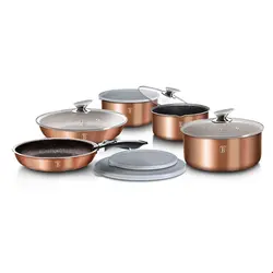 سرویس قابلمه ماهیتابه 12 پارچه برلینگر هاوس مجارستان BerlingerHaus 12-PIECE COOKWARE SET BERLINGER HAUS BH/1591 ROSE GOLD COLLECTION