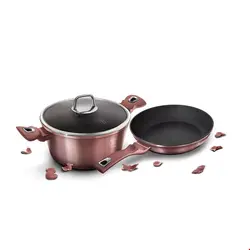 سرویس قابلمه ماهیتابه 3 پارچه برلینگر هاوس مجارستان BerlingerHaus 3-PIECE COOKWARE SET BERLINGER HAUS BH/6042 I-ROSE COLLECTION